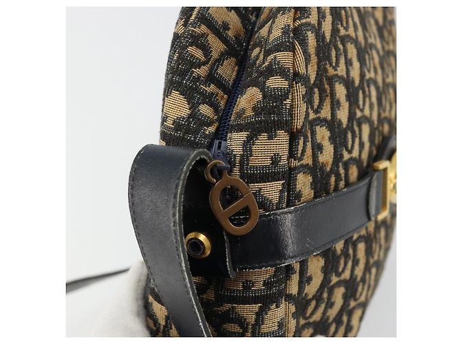 Borsa a tracolla Christian Dior Trotter Canvas Blu Navy Oro Auth 165280 D'oro - vista 15