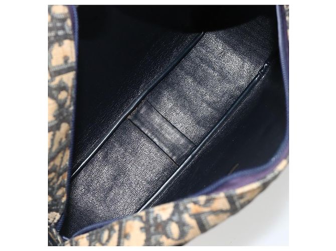 Borsa a tracolla Christian Dior Trotter Canvas Blu Navy Oro Auth 165280 D'oro - vista 17