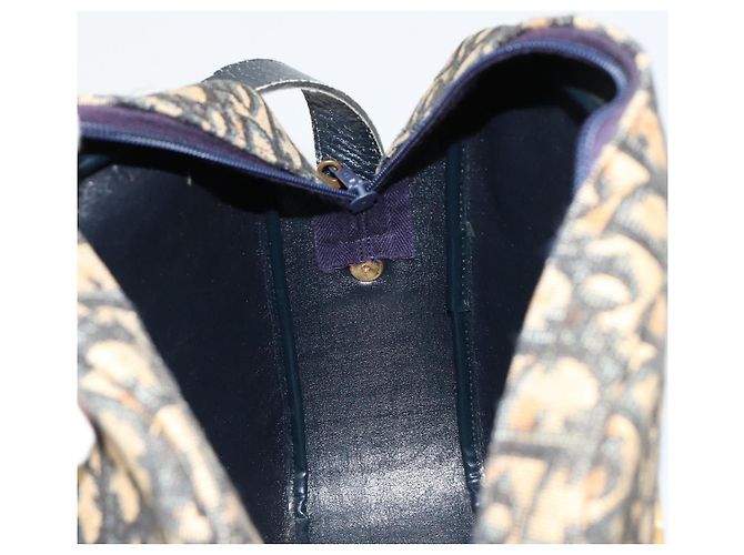 Borsa a tracolla Christian Dior Trotter Canvas Blu Navy Oro Auth 165280 D'oro - vista 18