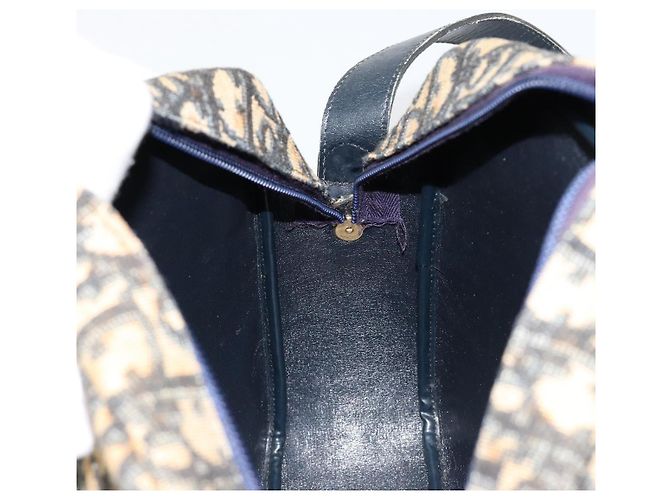 Borsa a tracolla Christian Dior Trotter Canvas Blu Navy Oro Auth 165280 D'oro - vista 19