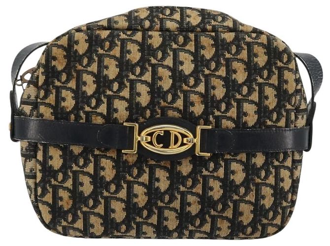 Borsa a tracolla Christian Dior Trotter Canvas Blu Navy Oro Auth 165280 D'oro - vista 2