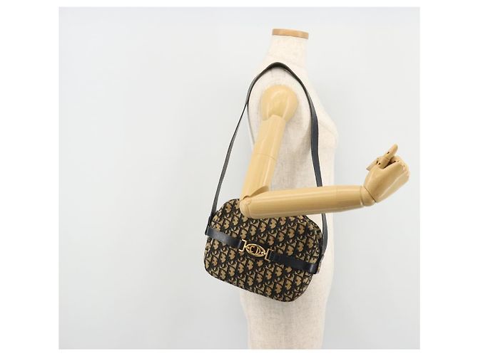 Borsa a tracolla Christian Dior Trotter Canvas Blu Navy Oro Auth 165280 D'oro - vista 20