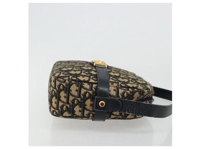 Borsa a tracolla Christian Dior Trotter Canvas Blu Navy Oro Auth 165280 D'oro - vista 4