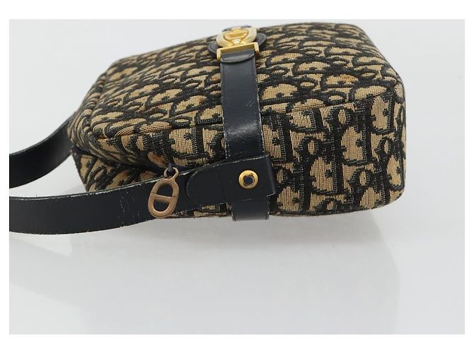Borsa a tracolla Christian Dior Trotter Canvas Blu Navy Oro Auth 165280 D'oro - vista 5
