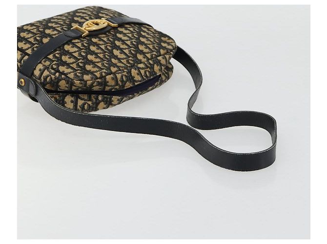 Borsa a tracolla Christian Dior Trotter Canvas Blu Navy Oro Auth 165280 D'oro - vista 7