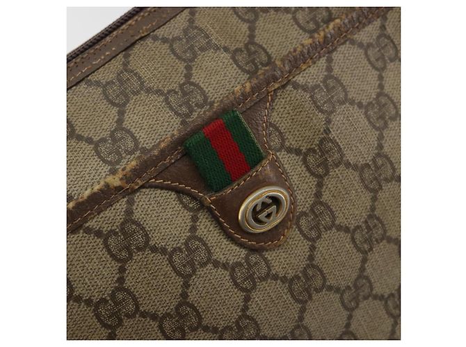 Borsa GUCCI GG Supreme Web Sherry Line PVC Beige Oro 89 02 077 Auth BA12772 D'oro - vista 14