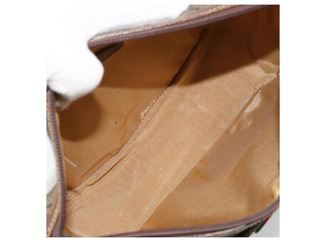 Borsa GUCCI GG Supreme Web Sherry Line PVC Beige Oro 89 02 077 Auth BA12772 D'oro - vista 17
