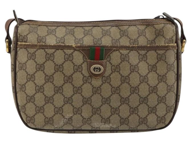 Borsa GUCCI GG Supreme Web Sherry Line PVC Beige Oro 89 02 077 Auth BA12772 D'oro - vista 2