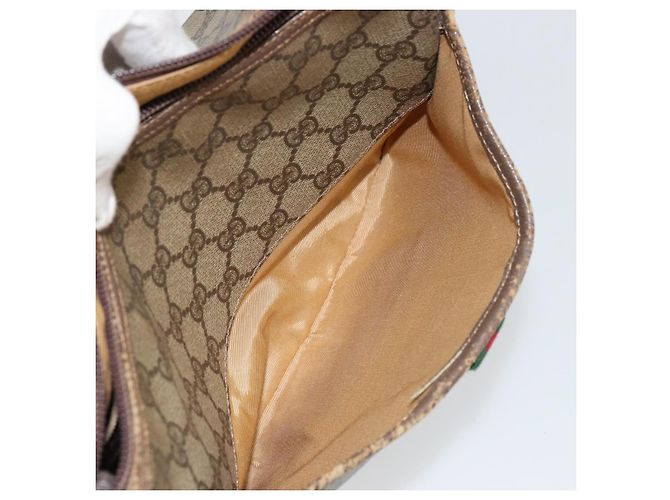 Borsa GUCCI GG Supreme Web Sherry Line PVC Beige Oro 89 02 077 Auth BA12772 D'oro - vista 23