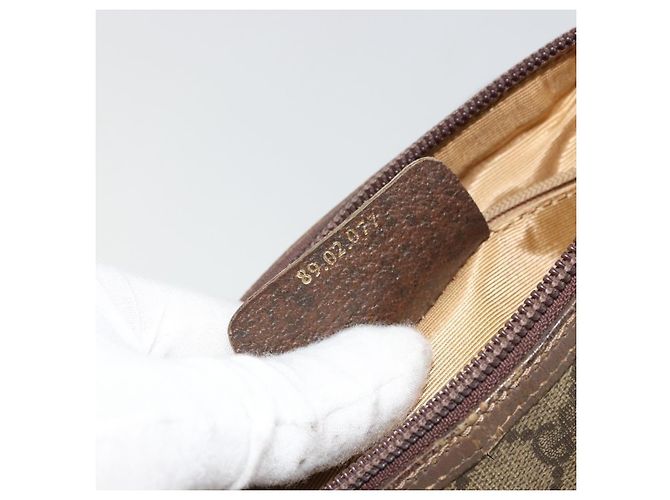 Borsa GUCCI GG Supreme Web Sherry Line PVC Beige Oro 89 02 077 Auth BA12772 D'oro - vista 24