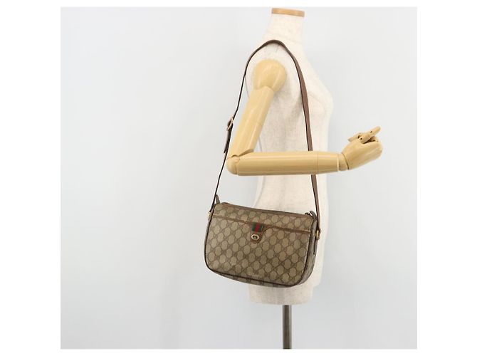 Borsa GUCCI GG Supreme Web Sherry Line PVC Beige Oro 89 02 077 Auth BA12772 D'oro - vista 25