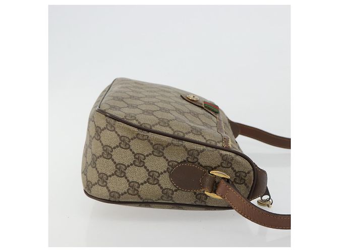 Borsa GUCCI GG Supreme Web Sherry Line PVC Beige Oro 89 02 077 Auth BA12772 D'oro - vista 4