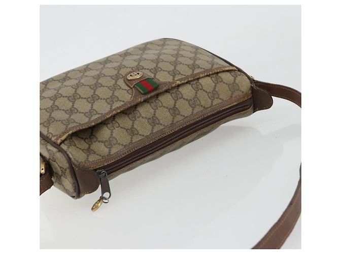 Borsa GUCCI GG Supreme Web Sherry Line PVC Beige Oro 89 02 077 Auth BA12772 D'oro - vista 6