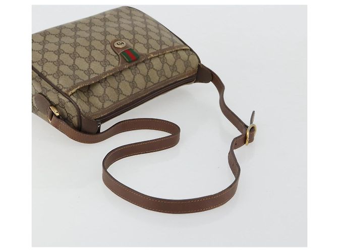 Borsa GUCCI GG Supreme Web Sherry Line PVC Beige Oro 89 02 077 Auth BA12772 D'oro - vista 7