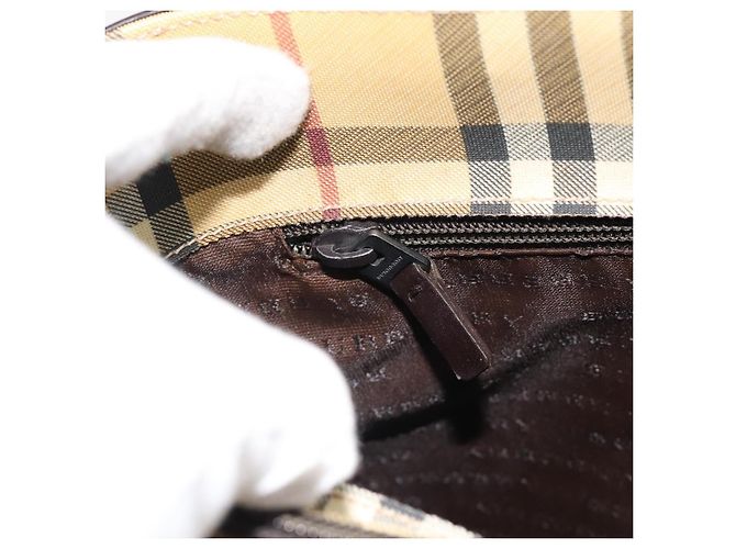 Borsa a mano BURBERRY Nova Check PVC Beige Auth bs35282 - vista 20