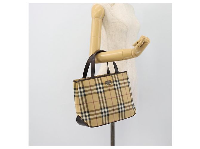 Borsa a mano BURBERRY Nova Check PVC Beige Auth bs35282 - vista 24