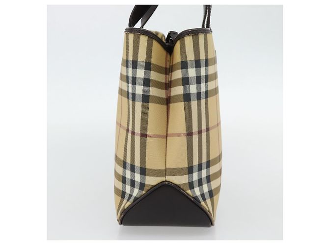 Borsa a mano BURBERRY Nova Check PVC Beige Auth bs35282 - vista 3