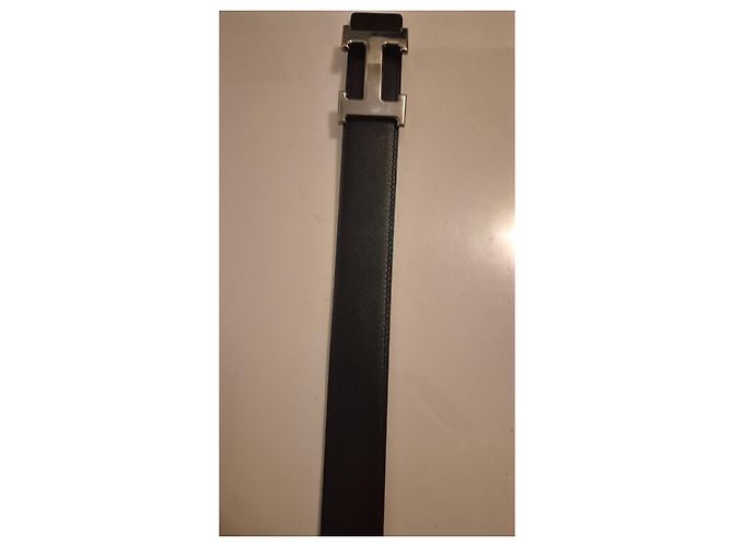 Cinturón Hermès reversible de cuero con hebilla H Castaño Negro - vista 3