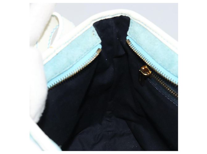 Céline Borsa CELINE C Macadam Canvas Azzurro Oro Autentica 181177 D'oro Blu chiaro - vista 20