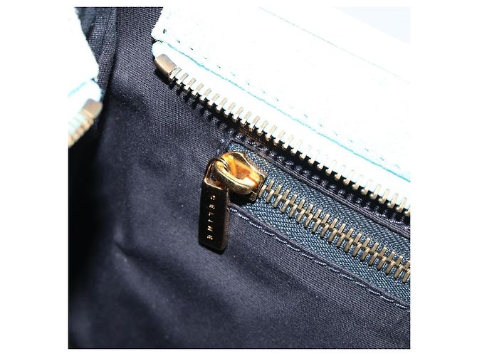 Céline Borsa CELINE C Macadam Canvas Azzurro Oro Autentica 181177 D'oro Blu chiaro - vista 21