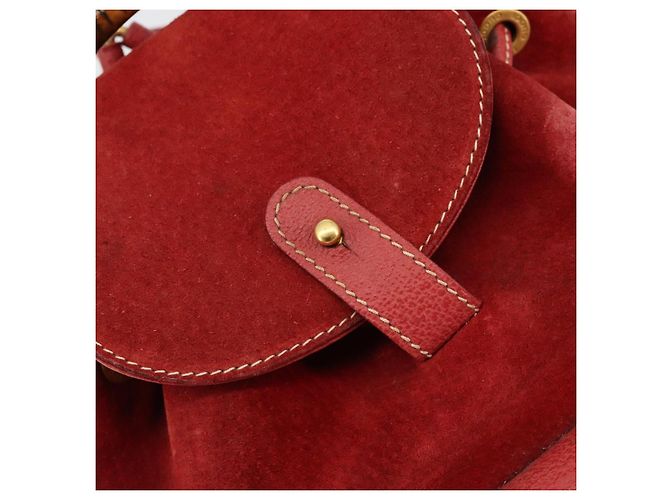 Zaino GUCCI Bamboo Scamoso Rosso Oro 003 1956 0030 Auth 179385 - vista 16