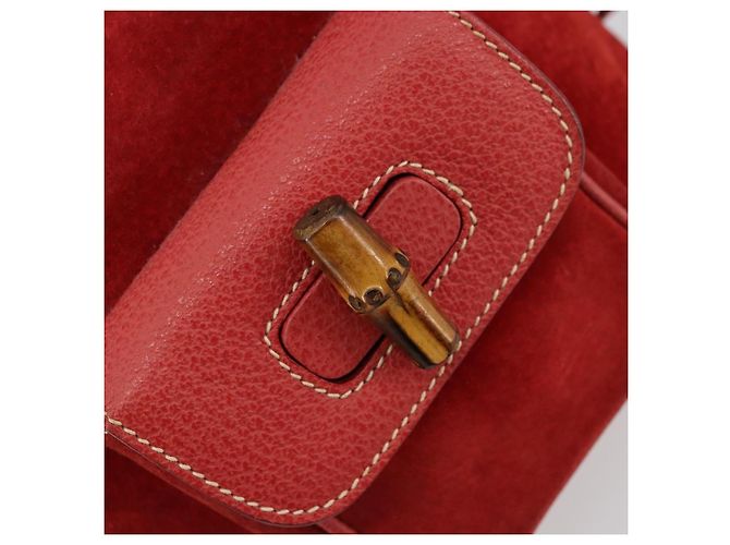 Zaino GUCCI Bamboo Scamoso Rosso Oro 003 1956 0030 Auth 179385 - vista 17