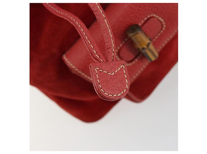 Zaino GUCCI Bamboo Scamoso Rosso Oro 003 1956 0030 Auth 179385 - vista 20