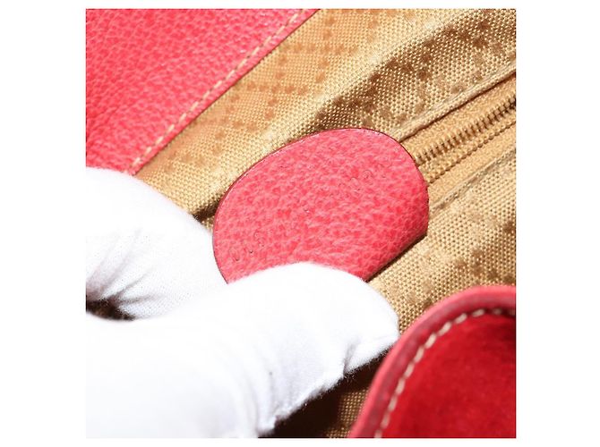 Zaino GUCCI Bamboo Scamoso Rosso Oro 003 1956 0030 Auth 179385 - vista 27