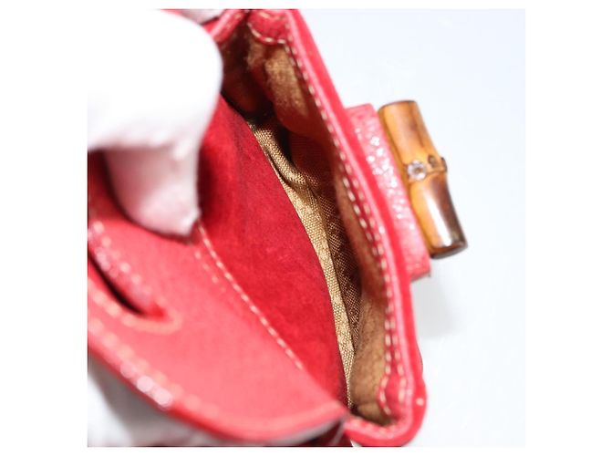 Zaino GUCCI Bamboo Scamoso Rosso Oro 003 1956 0030 Auth 179385 - vista 28