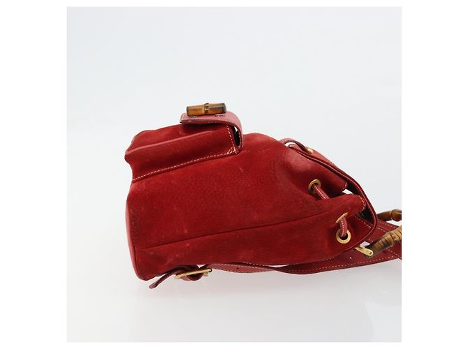 Zaino GUCCI Bamboo Scamoso Rosso Oro 003 1956 0030 Auth 179385 - vista 4