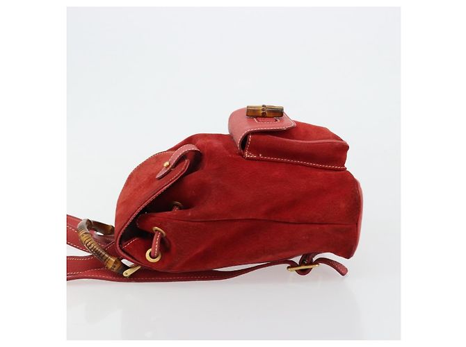 Zaino GUCCI Bamboo Scamoso Rosso Oro 003 1956 0030 Auth 179385 - vista 5