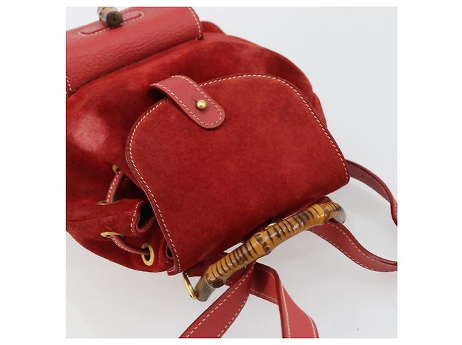 Zaino GUCCI Bamboo Scamoso Rosso Oro 003 1956 0030 Auth 179385 - vista 6