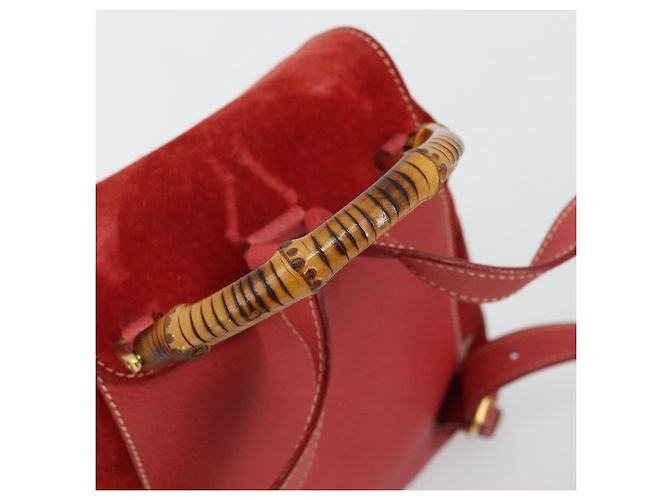 Zaino GUCCI Bamboo Scamoso Rosso Oro 003 1956 0030 Auth 179385 - vista 7
