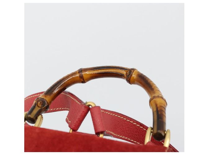 Zaino GUCCI Bamboo Scamoso Rosso Oro 003 1956 0030 Auth 179385 - vista 8