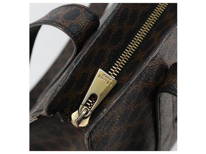 Céline Borsa Tote CELINE Macadam in tela PVC e pelle nera e oro Auth 180495A Nero D'oro - vista 10