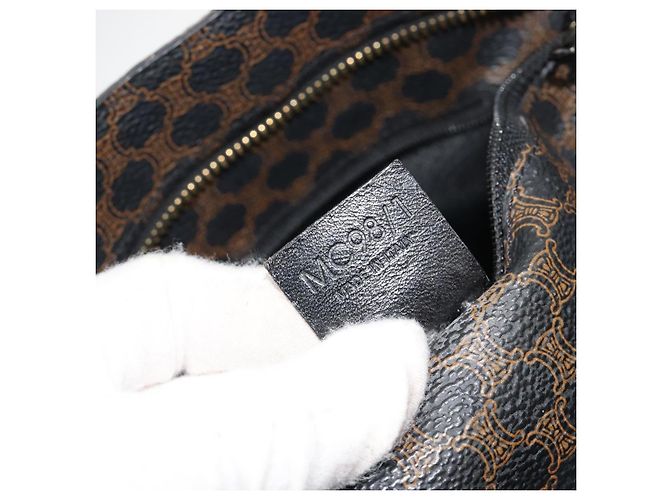 Céline Borsa Tote CELINE Macadam in tela PVC e pelle nera e oro Auth 180495A Nero D'oro - vista 12