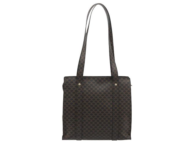 Céline Borsa Tote CELINE Macadam in tela PVC e pelle nera e oro Auth 180495A Nero D'oro - vista 2