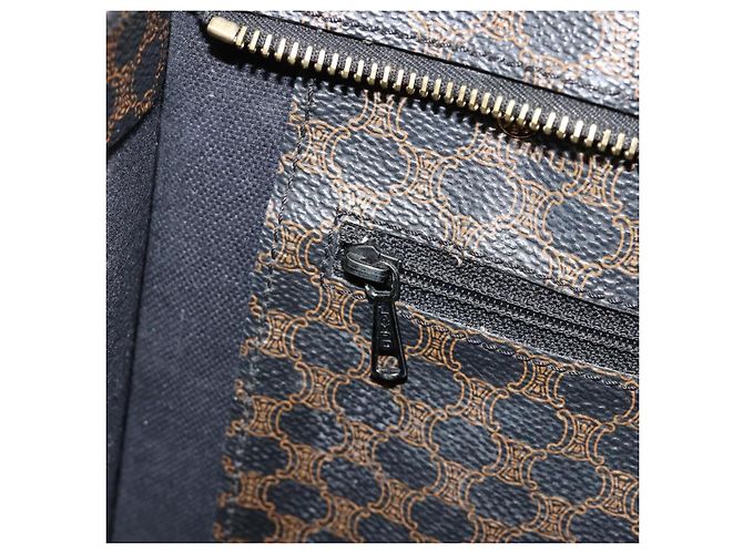 Céline Borsa Tote CELINE Macadam in tela PVC e pelle nera e oro Auth 180495A Nero D'oro - vista 21