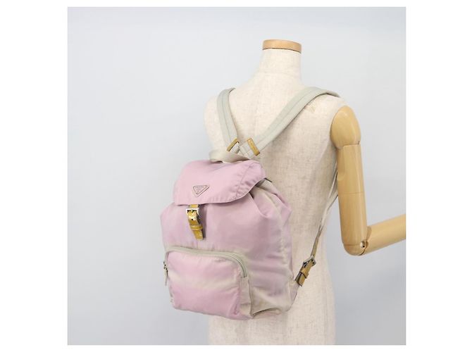 Zaino PRADA Nylon Rosa Argento Autentico 181159 - vista 28