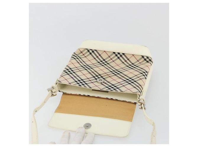 Borsa a Spalla BURBERRY Nova Check in Tela Beige Silver Auth BA12846 Argento - vista 11