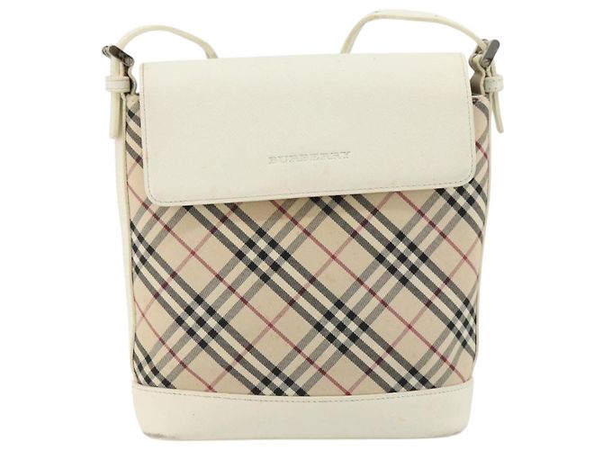 Borsa a Spalla BURBERRY Nova Check in Tela Beige Silver Auth BA12846 Argento - vista 13