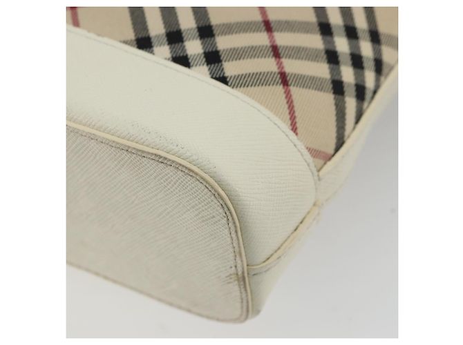 Borsa a Spalla BURBERRY Nova Check in Tela Beige Silver Auth BA12846 Argento - vista 16