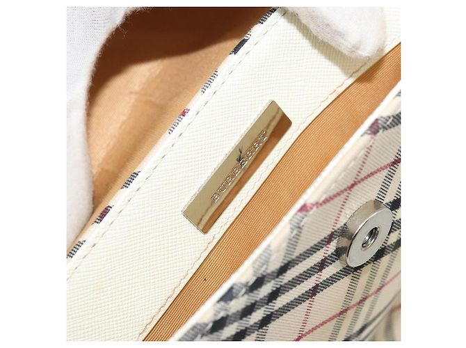 Borsa a Spalla BURBERRY Nova Check in Tela Beige Silver Auth BA12846 Argento - vista 18