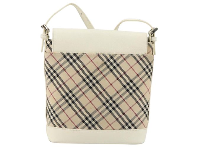 Borsa a Spalla BURBERRY Nova Check in Tela Beige Silver Auth BA12846 Argento - vista 2