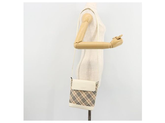 Borsa a Spalla BURBERRY Nova Check in Tela Beige Silver Auth BA12846 Argento - vista 23