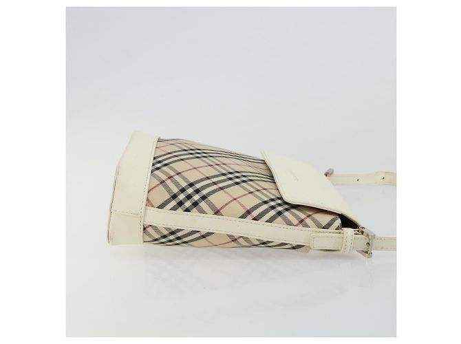 Borsa a Spalla BURBERRY Nova Check in Tela Beige Silver Auth BA12846 Argento - vista 3