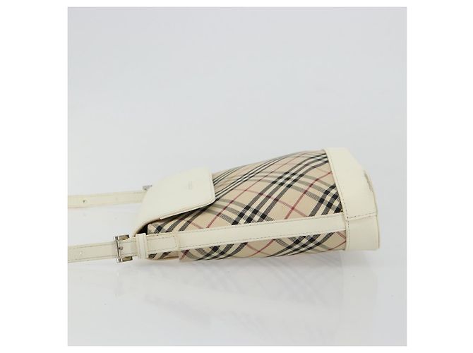 Borsa a Spalla BURBERRY Nova Check in Tela Beige Silver Auth BA12846 Argento - vista 4