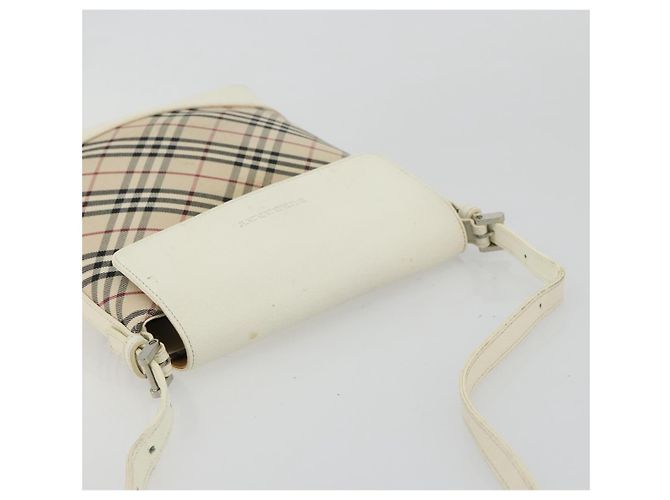 Borsa a Spalla BURBERRY Nova Check in Tela Beige Silver Auth BA12846 Argento - vista 6