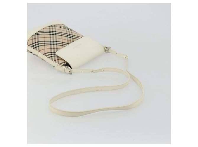 Borsa a Spalla BURBERRY Nova Check in Tela Beige Silver Auth BA12846 Argento - vista 7