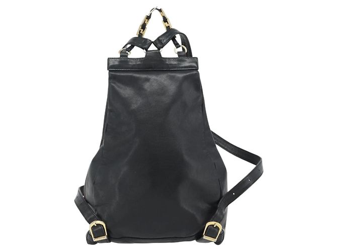 Zaino Gianni Versace in pelle nero e oro Auth BA12927 D'oro - vista 2